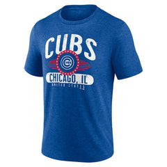 Chicago Cubs Badge of Honor Tri-Blend T-Shirt Heather Royal