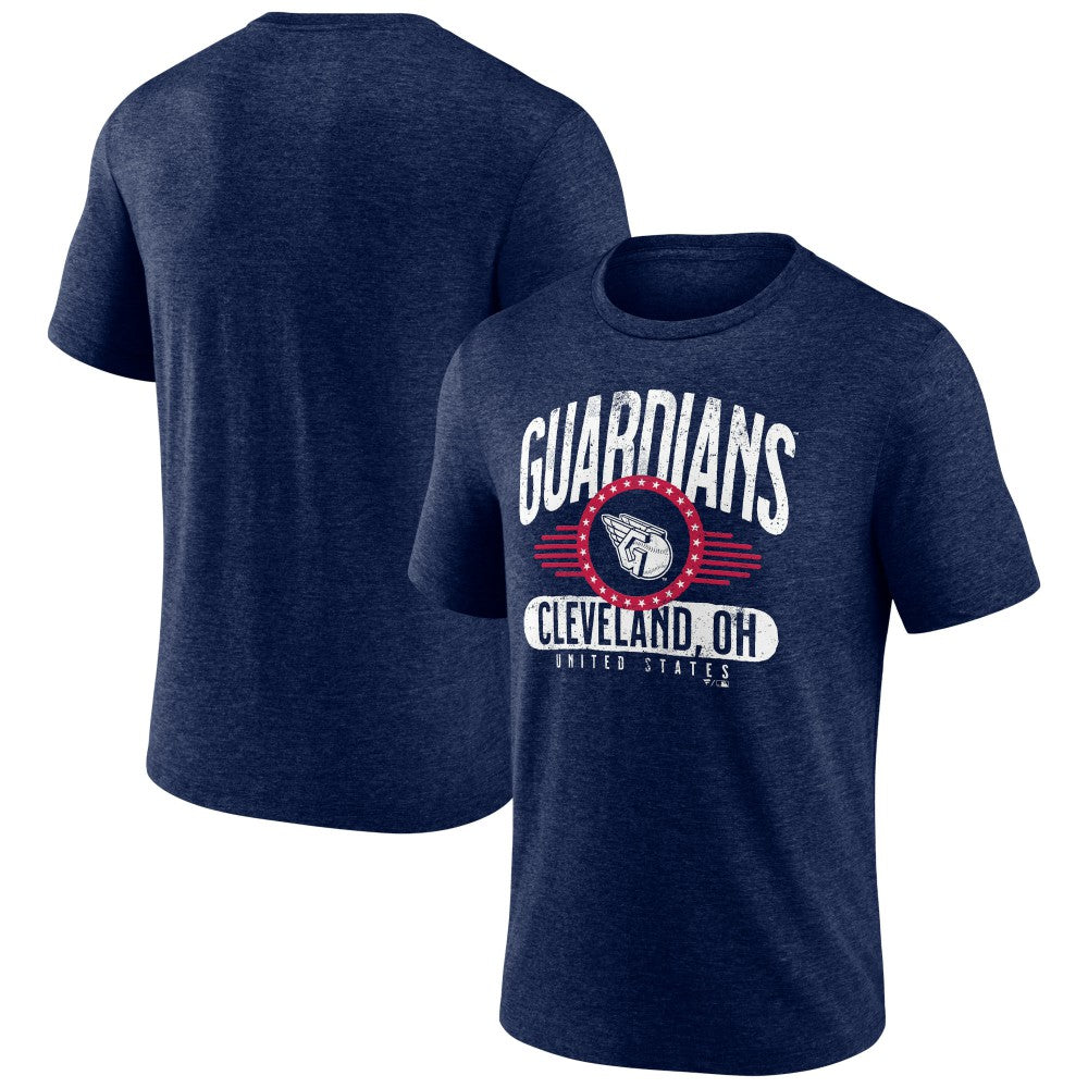 Cleveland Guardians Badge of Honor Tri-Blend T-Shirt Heather Navy