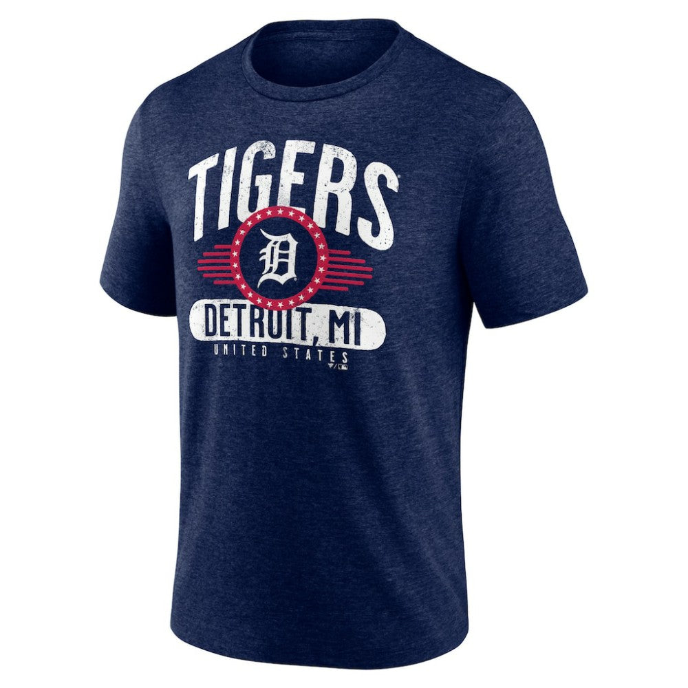 Detroit Tigers Badge of Honor Tri-Blend T-Shirt Heather Navy