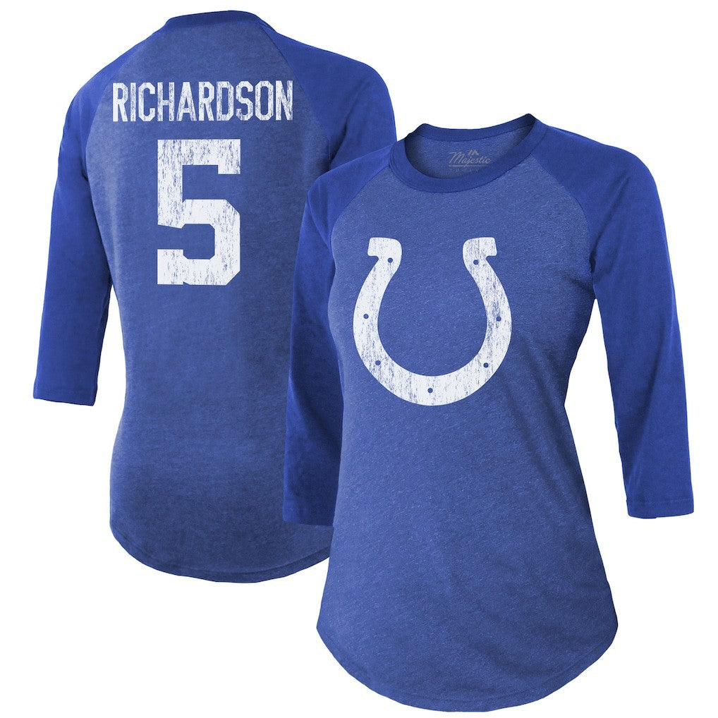 Anthony Richardson Indianapolis Colts Majestic Threads Women's Player Name & Number Tri-Blend 3/4-Sleeve Fitted T-Shirt - Royal sale