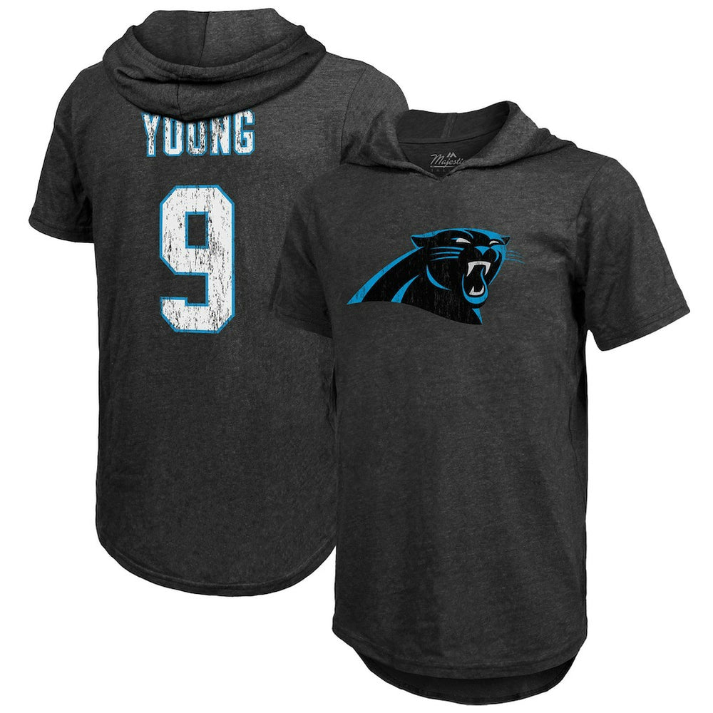 Bryce Young Carolina Panthers Majestic Threads Player Name & Number Tri-Blend Slim Fit Hoodie T-Shirt - Black online
