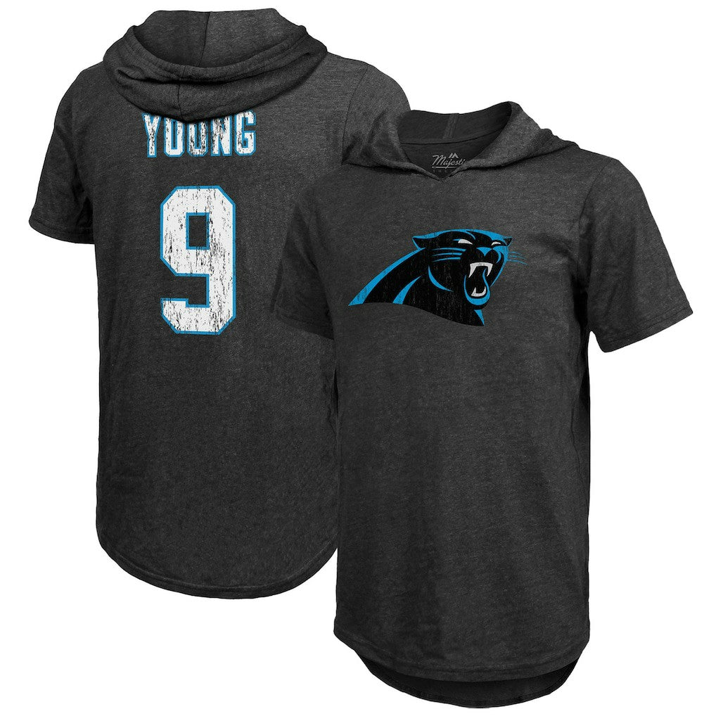 Bryce Young Carolina Panthers Majestic Threads Player Name & Number Tri-Blend Slim Fit Hoodie T-Shirt - Black online