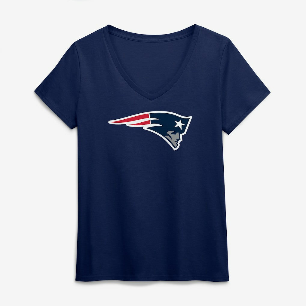 New England Patriots Logo Athletic Women's Primary Logo V-Neck T-Shirt - Navy discount