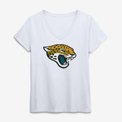 Jacksonville Jaguars Logo Athletic Women's Primary Logo V-Neck T-Shirt - White online