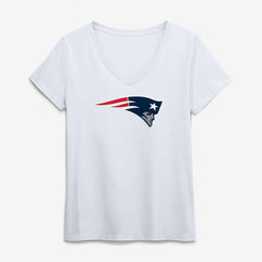 New England Patriots Logo Athletic Women's Primary Logo V-Neck T-Shirt - White discount