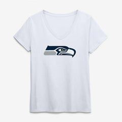 Seattle Seahawks Logo Athletic Women's Primary Logo V-Neck T-Shirt - White sale