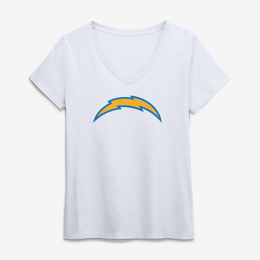 Los Angeles Chargers Logo Athletic Women's Primary Logo V-Neck T-Shirt - White sale