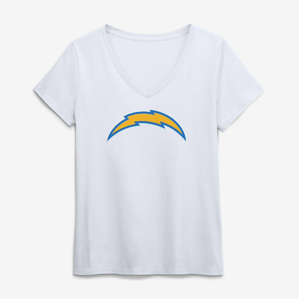 Los Angeles Chargers Logo Athletic Women's Primary Logo V-Neck T-Shirt - White sale