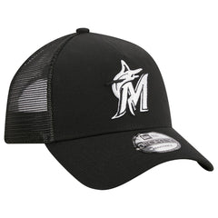 Miami Marlins A-Frame 9FORTY Trucker Adjustable Hat Black