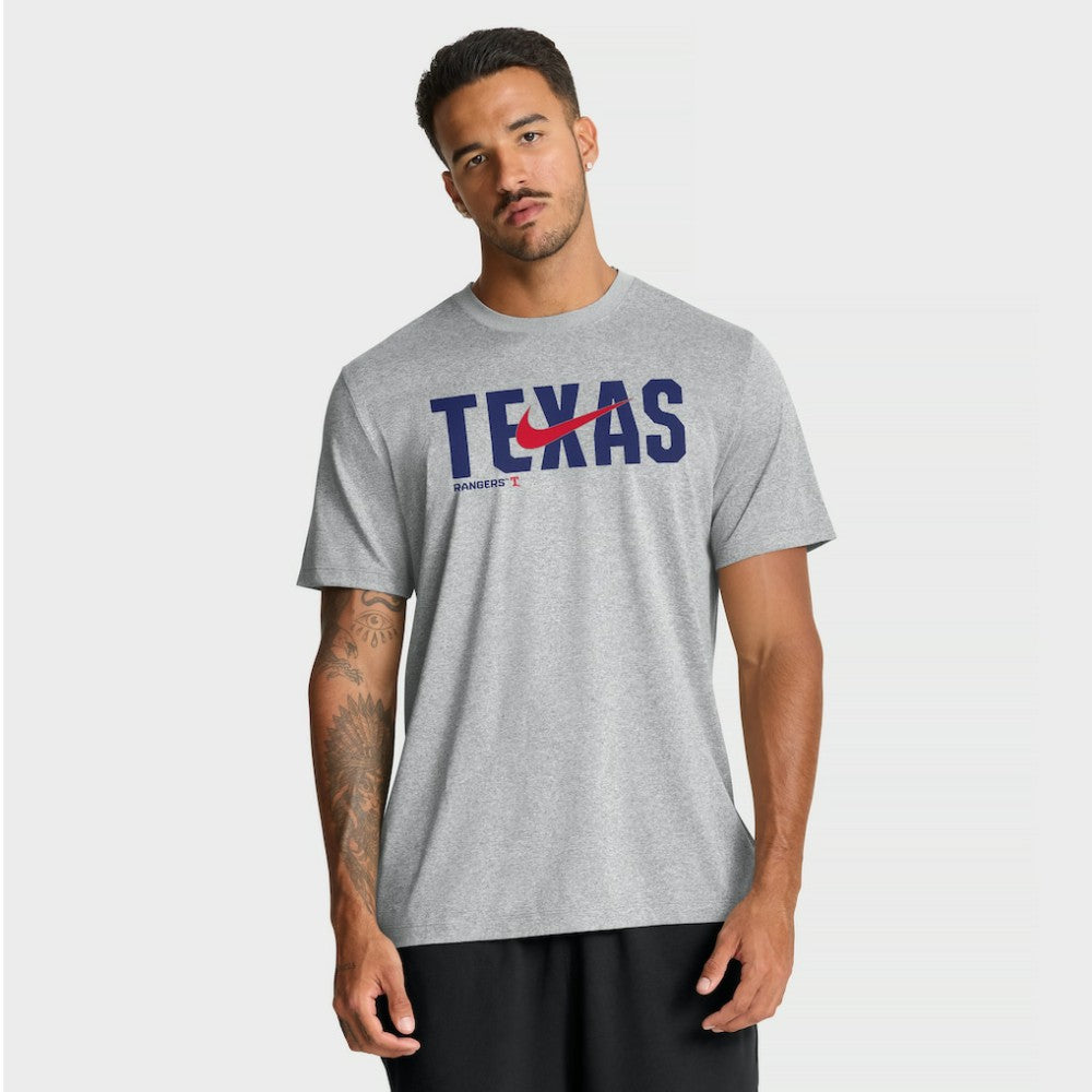 Texas Rangers Swoosh Legend Dri-FIT T-Shirt Heather Gray