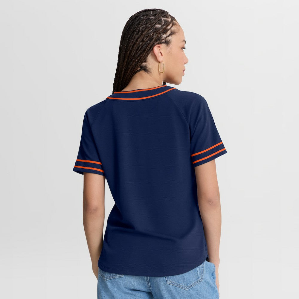 Houston Astros Women's Diva Race Ahead Raglan V-Neck T-Shirt Navy