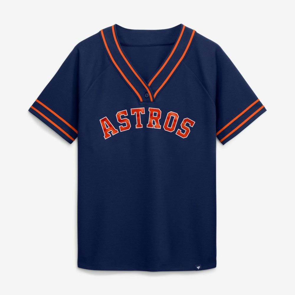 Houston Astros Women's Diva Race Ahead Raglan V-Neck T-Shirt Navy