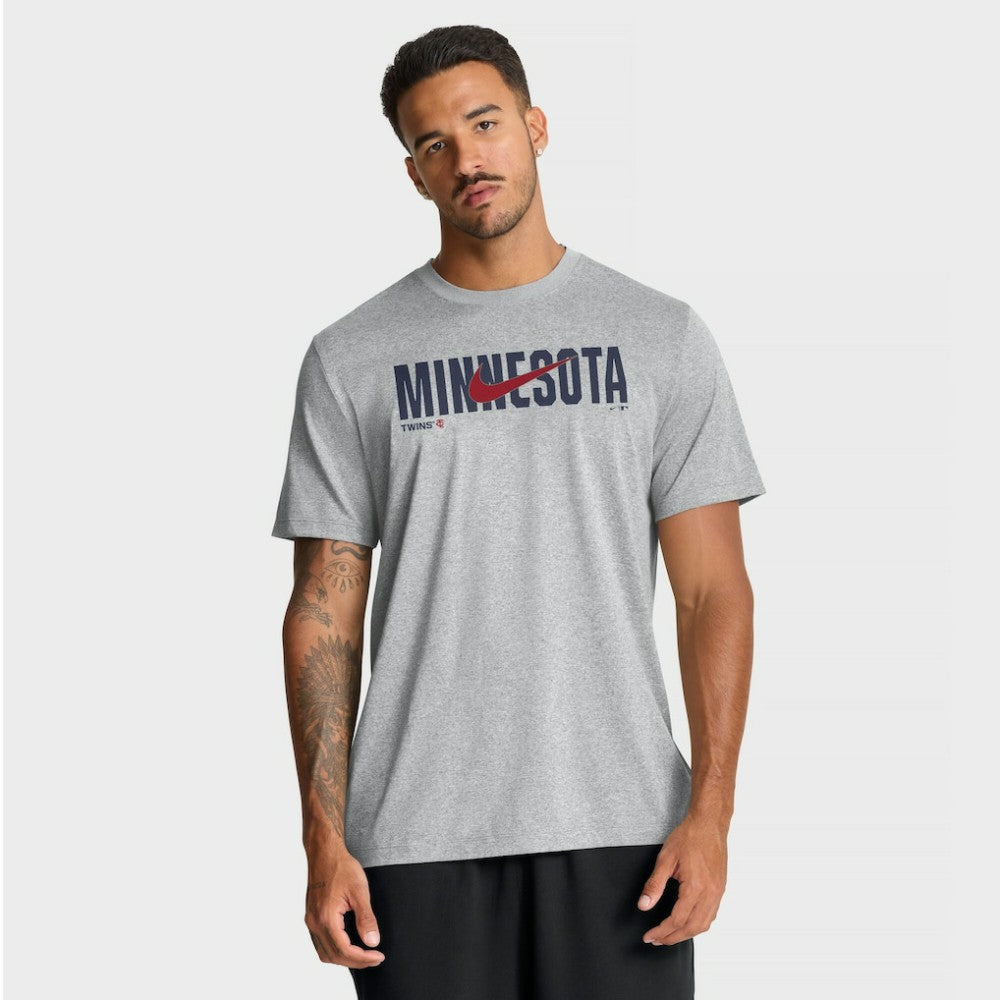 Minnesota Twins Swoosh Legend Dri-FIT T-Shirt Heather Gray
