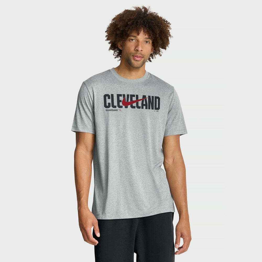 Cleveland Guardians Swoosh Legend Dri-FIT T-Shirt Heather Gray