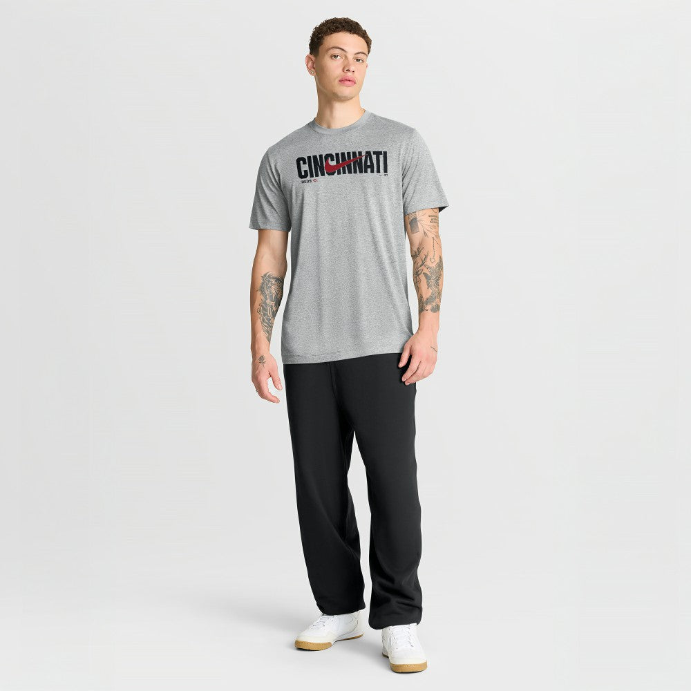 Cincinnati Reds Swoosh Legend Dri-FIT T-Shirt Heather Gray