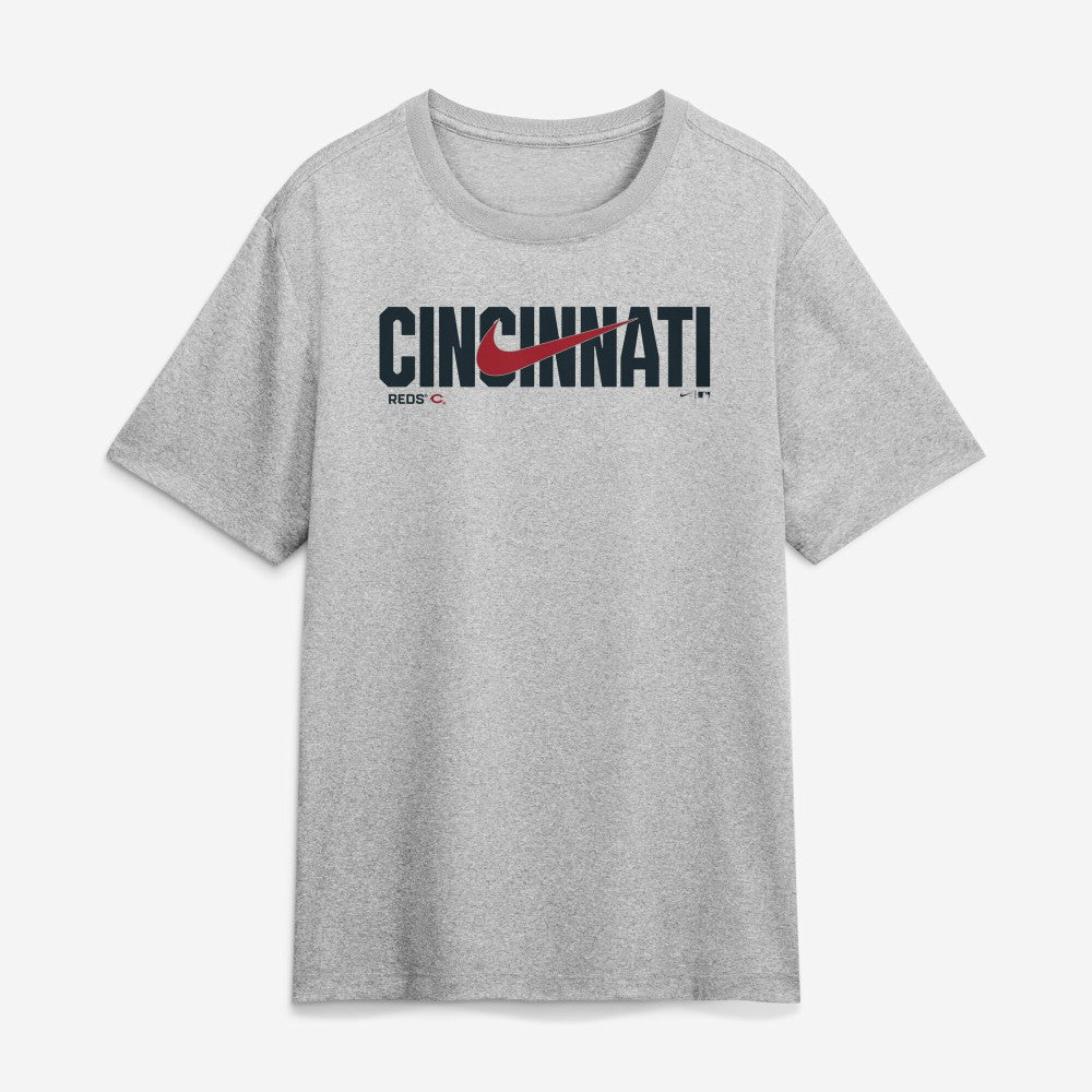 Cincinnati Reds Swoosh Legend Dri-FIT T-Shirt Heather Gray