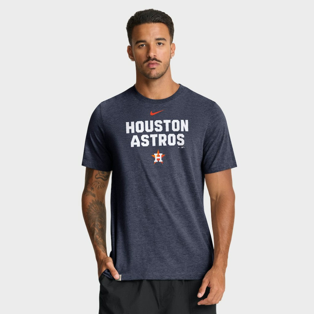 Houston Astros Stacked Tri-Blend T-Shirt Heather Navy