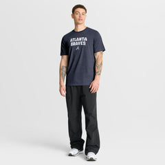 Atlanta Braves Stacked Tri-Blend T-Shirt Heather Navy