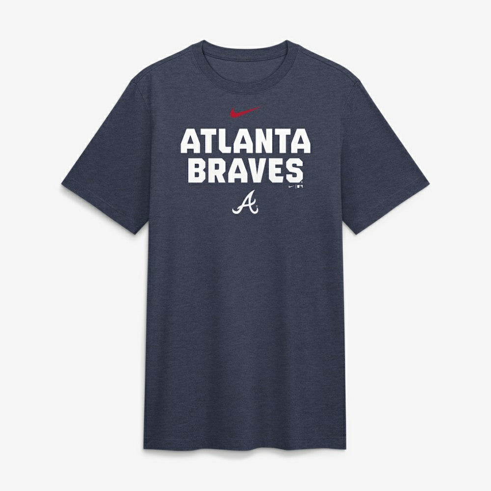 Atlanta Braves Stacked Tri-Blend T-Shirt Heather Navy