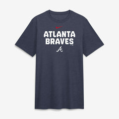 Atlanta Braves Stacked Tri-Blend T-Shirt Heather Navy