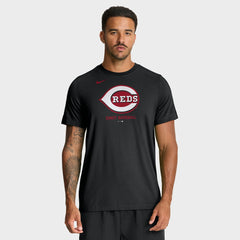 Cincinnati Reds Tri-Blend Logo T-Shirt Black
