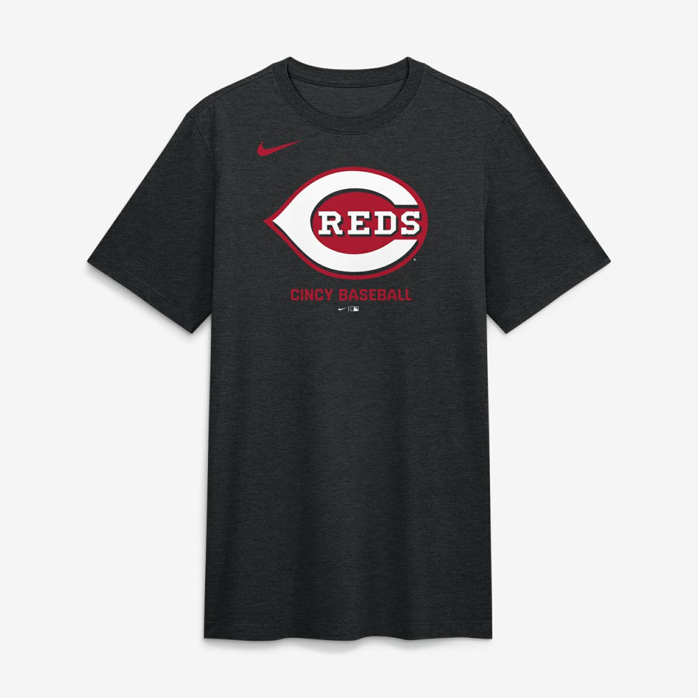 Cincinnati Reds Tri-Blend Logo T-Shirt Black