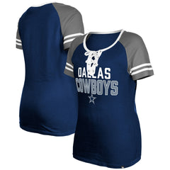 Dallas Cowboys New Era Women's Raglan Lace-Up T-Shirt - Navy sale