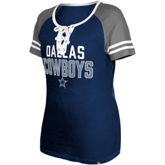 Dallas Cowboys New Era Women's Raglan Lace-Up T-Shirt - Navy sale