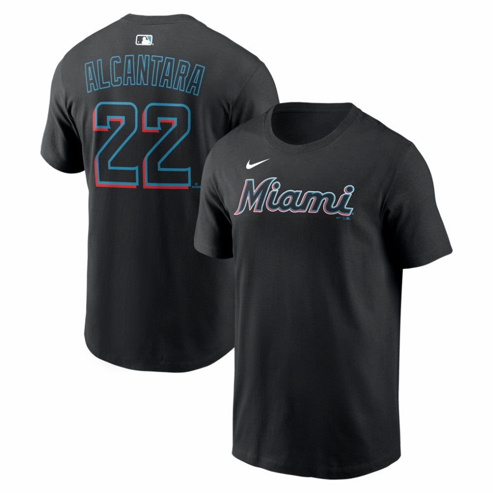 Sandy Alcantara Miami Marlins Home Name & Number T-Shirt Black