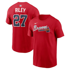 Austin Riley Atlanta Braves Home Name & Number T-Shirt Red