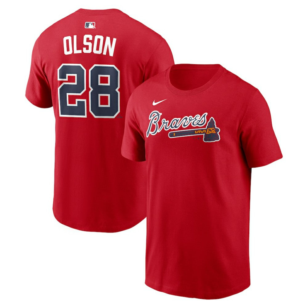 Matt Olson Atlanta Braves Home Name & Number T-Shirt Red