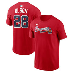 Matt Olson Atlanta Braves Home Name & Number T-Shirt Red