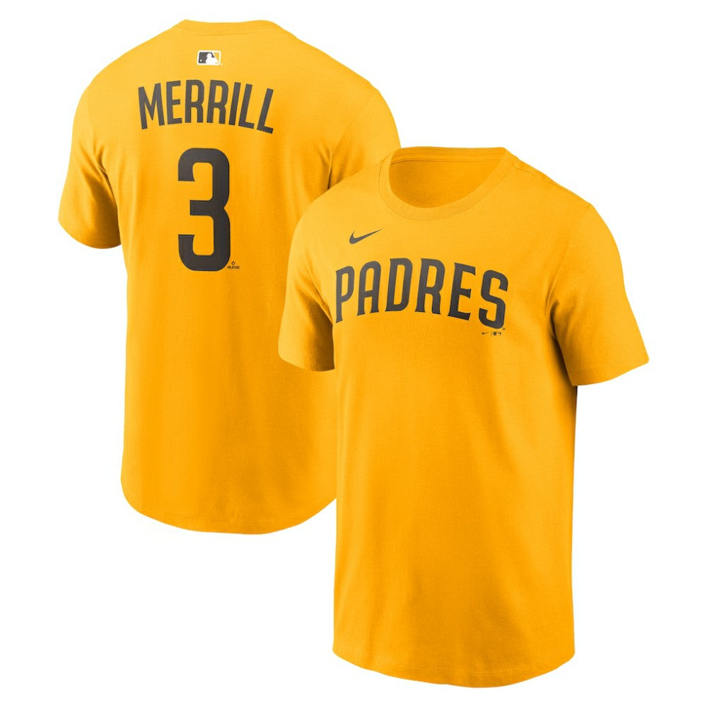Jackson Merrill San Diego Padres Name & Number T-Shirt Gold