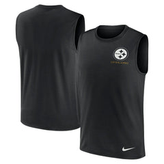 Pittsburgh Steelers Large Logo Lightweight Dri-FIT Muscle Tank Top - Black for sale