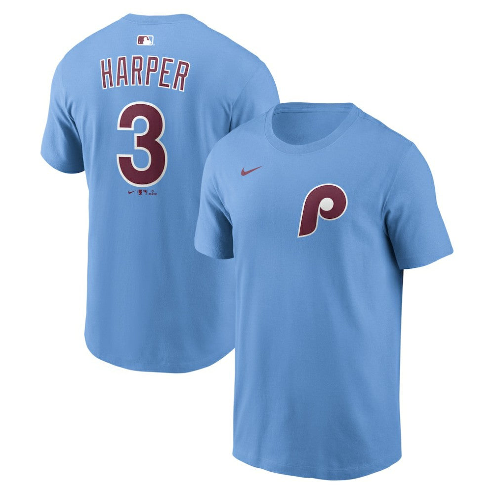 Bryce Harper Philadelphia Phillies Name & Number T-Shirt Light Blue