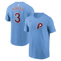 Bryce Harper Philadelphia Phillies Name & Number T-Shirt Light Blue