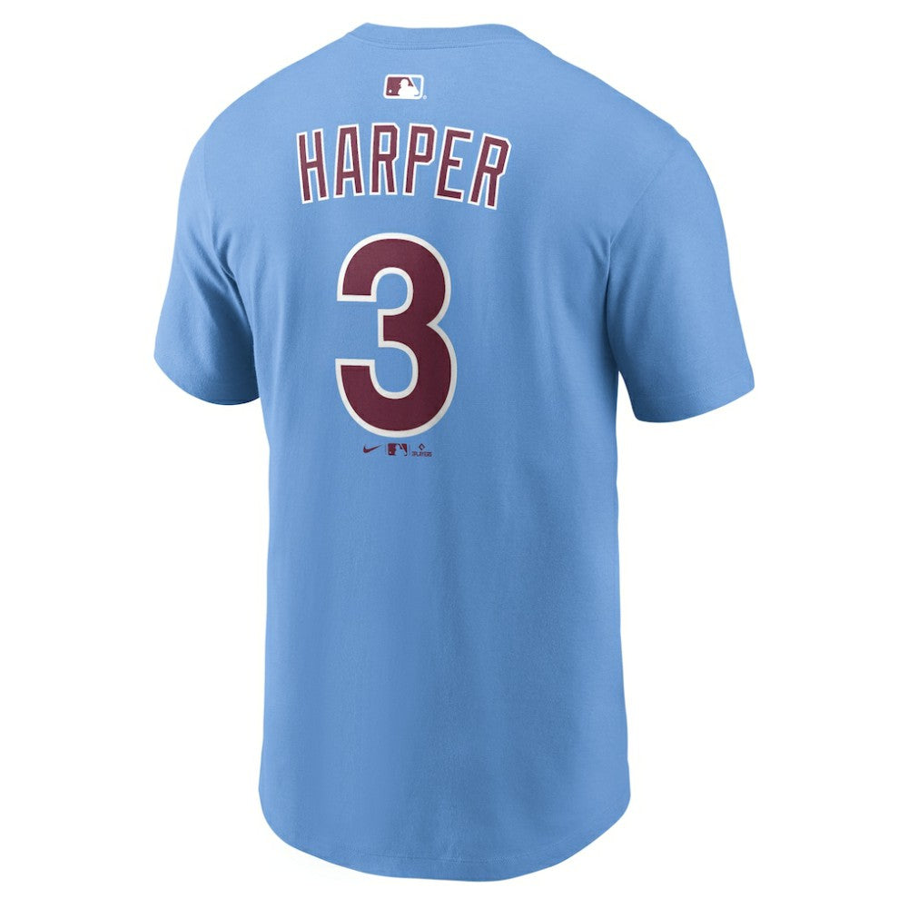 Bryce Harper Philadelphia Phillies Name & Number T-Shirt Light Blue