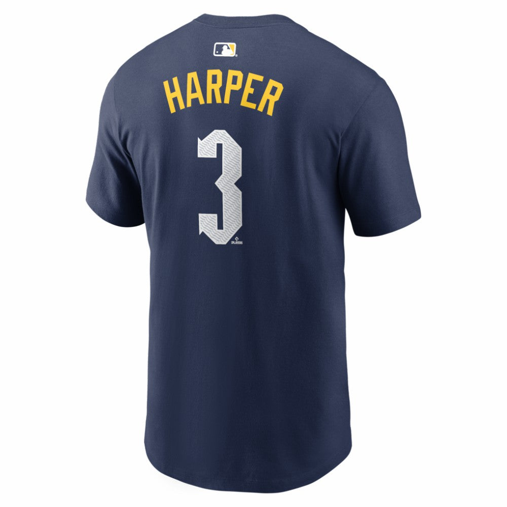Bryce Harper Philadelphia Phillies City Connect Name & Number T-Shirt Navy