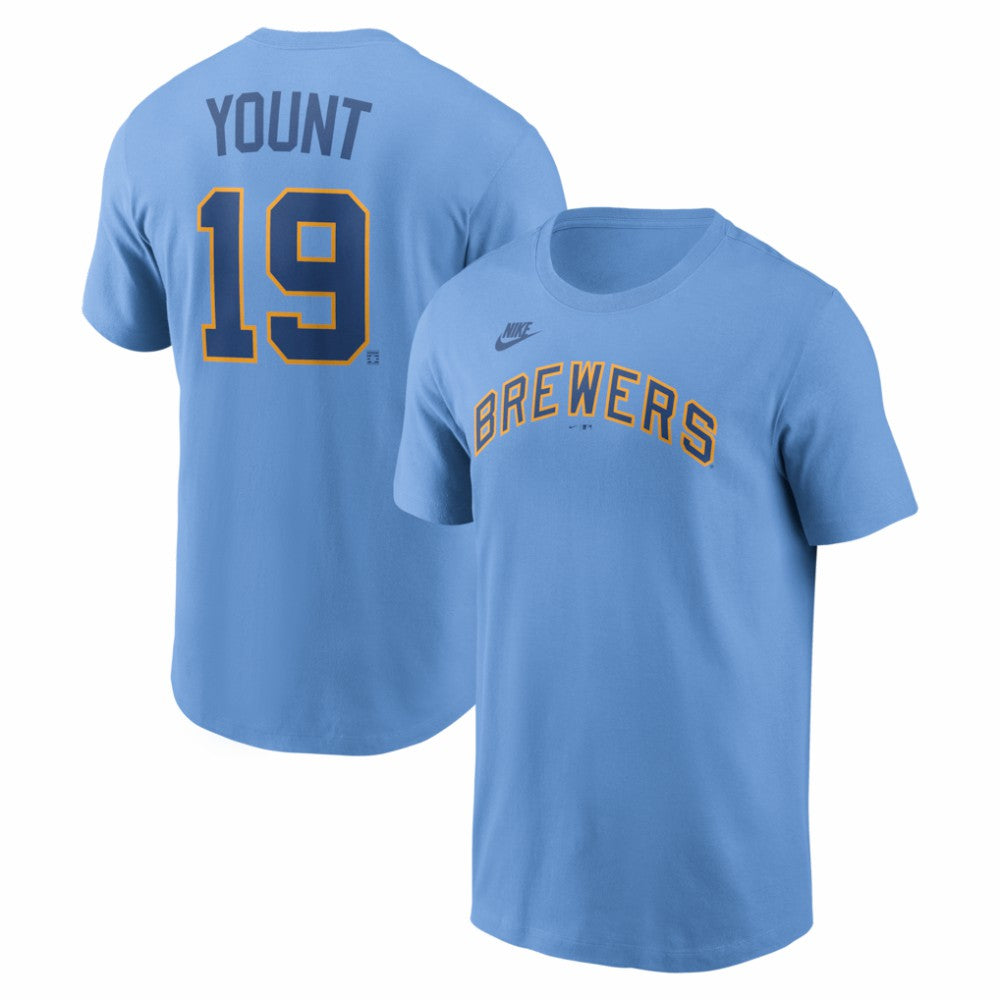 Robin Yount Milwaukee Brewers Cooperstown Collection Name & Number T-Shirt Powder Blue