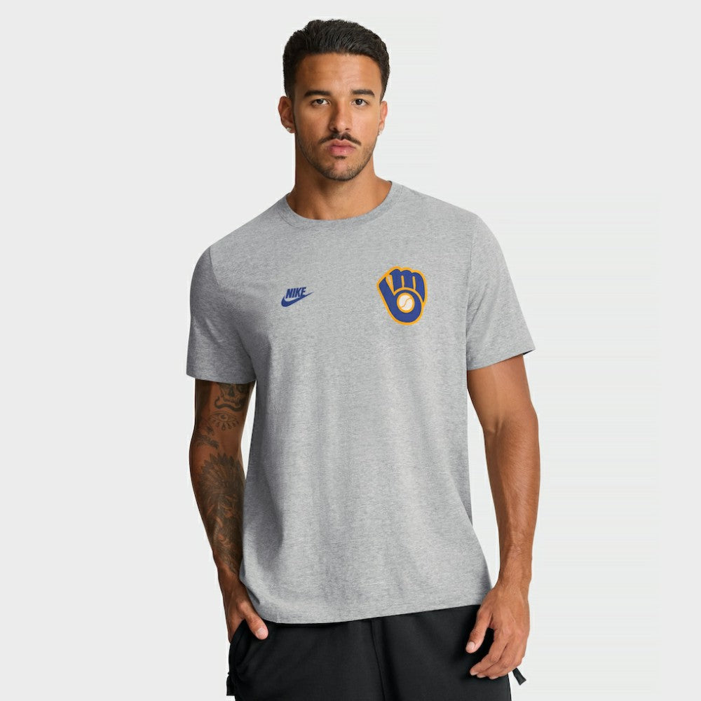 Milwaukee Brewers Cooperstown 2-Hit T-Shirt Heather Gray