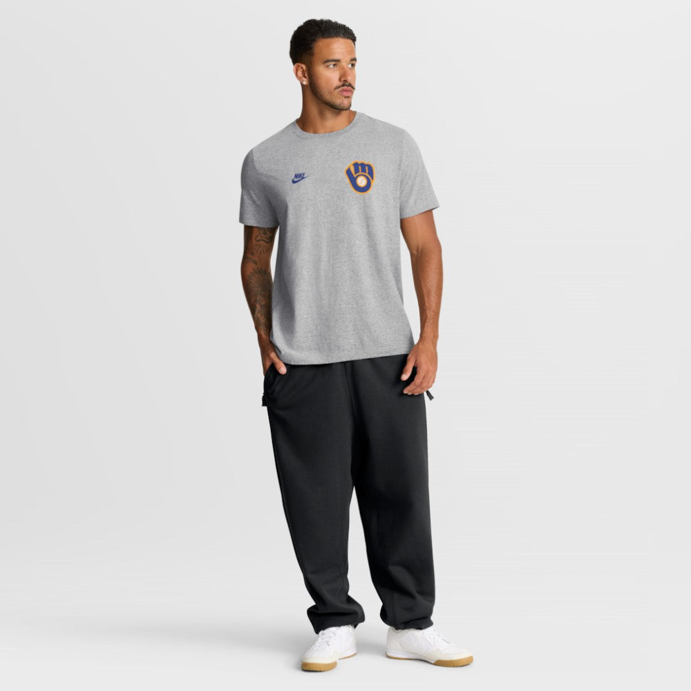 Milwaukee Brewers Cooperstown 2-Hit T-Shirt Heather Gray