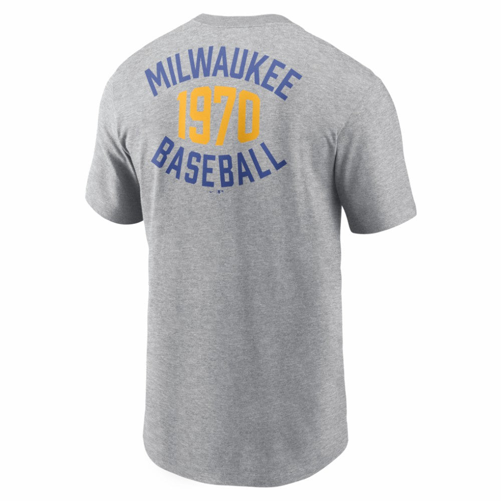 Milwaukee Brewers Cooperstown 2-Hit T-Shirt Heather Gray