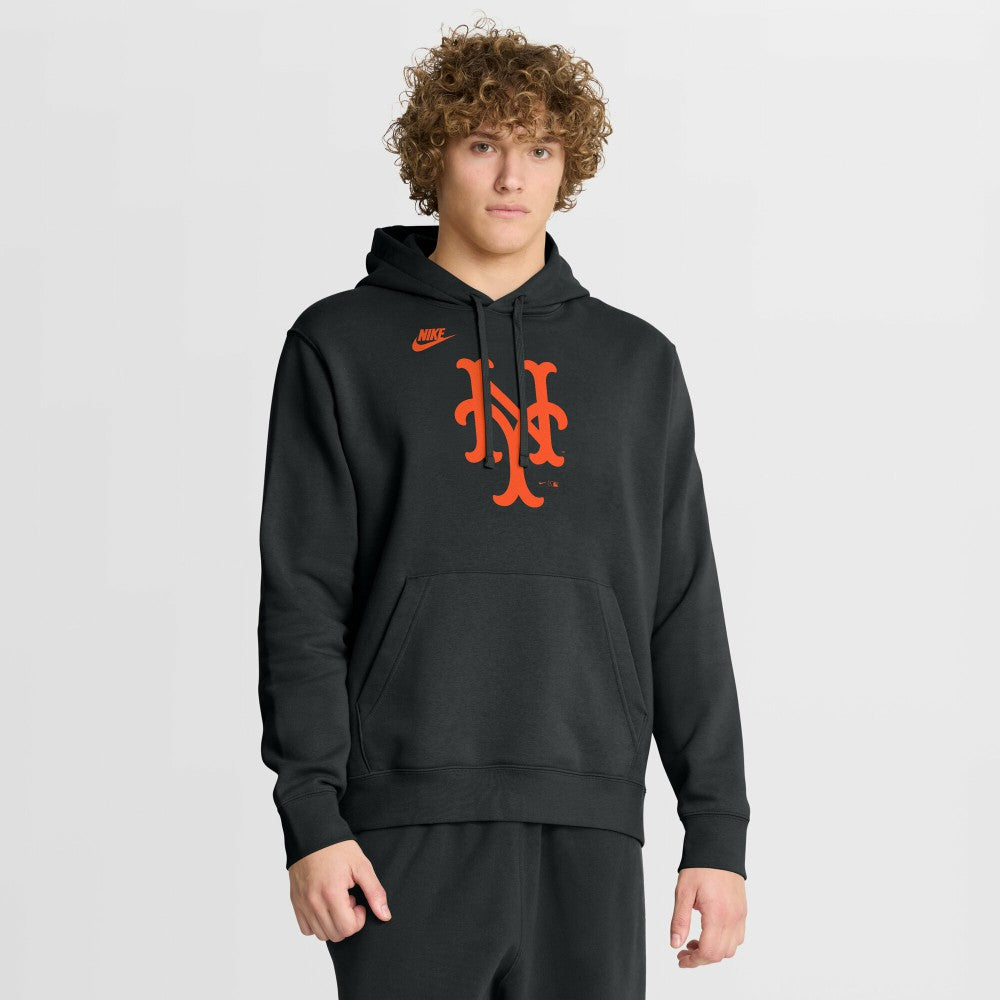 New York Mets Cooperstown Collection Logo Club Hoodie Black