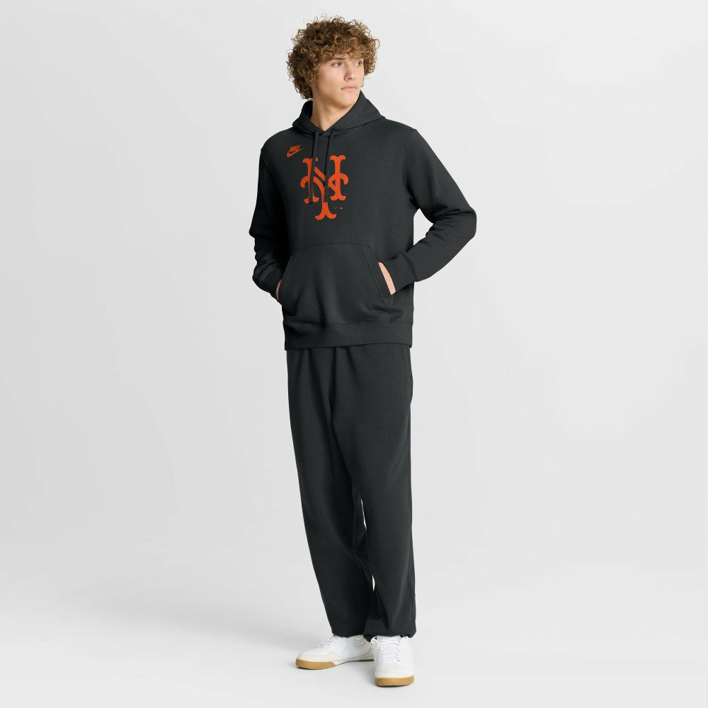 New York Mets Cooperstown Collection Logo Club Hoodie Black