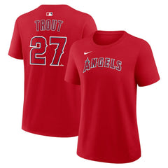 Mike Trout Los Angeles Angels Women's Name & Number T-Shirt Red