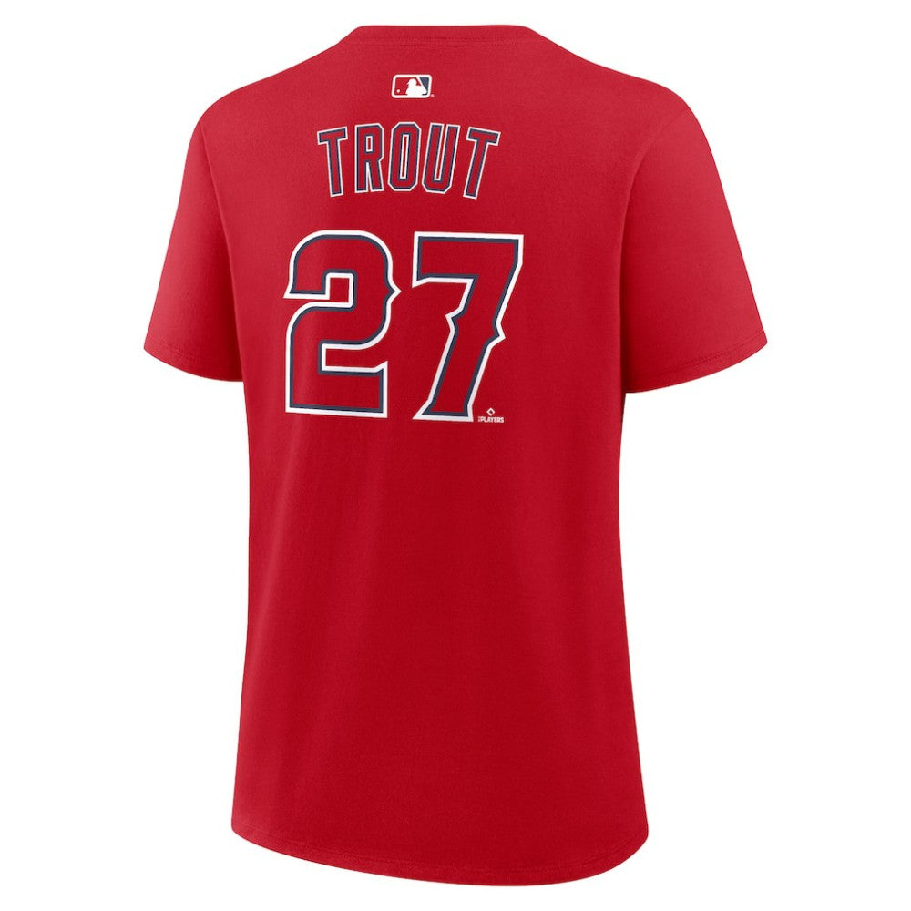 Mike Trout Los Angeles Angels Women's Name & Number T-Shirt Red