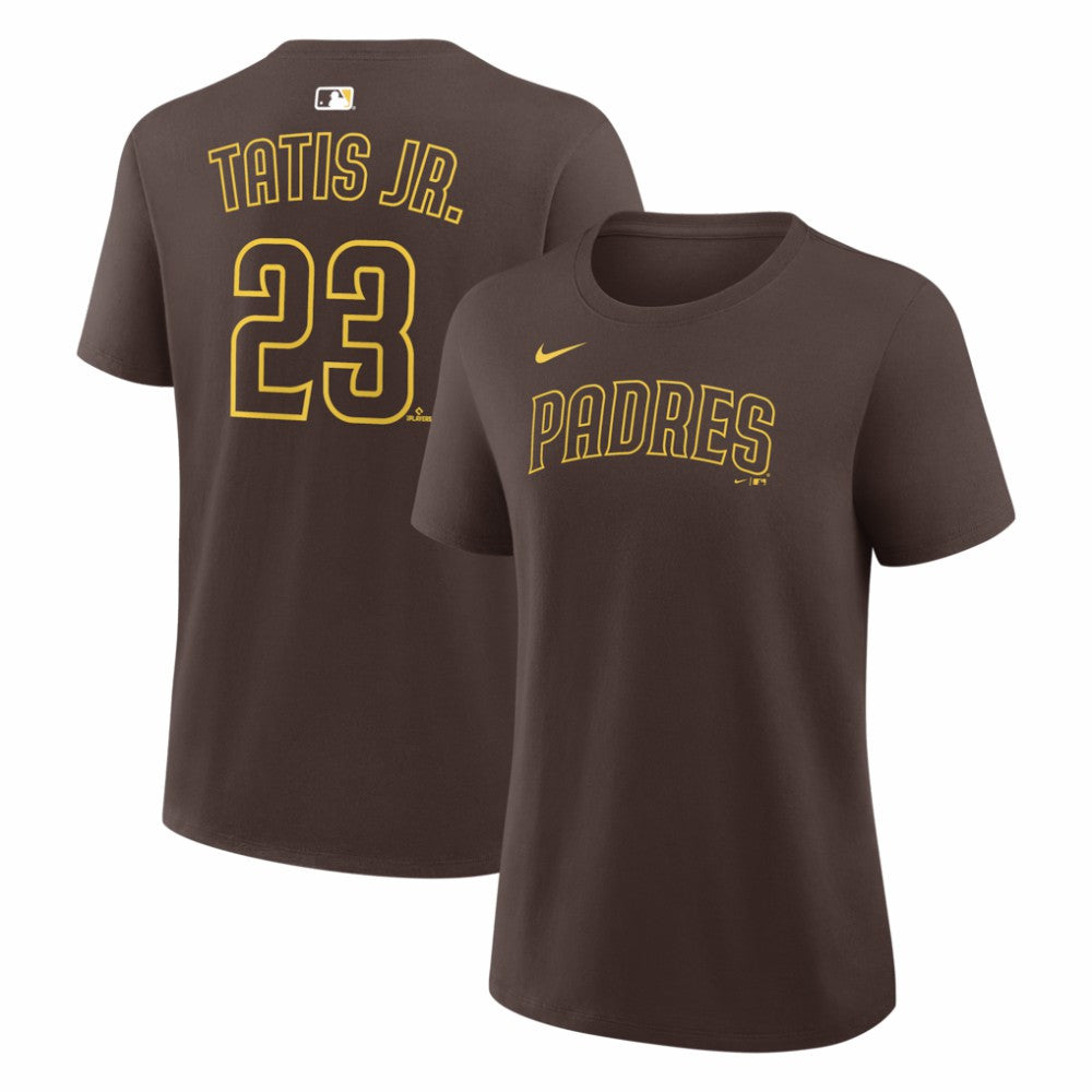 Fernando Tatis Jr. San Diego Padres Women's Name & Number T-Shirt Brown