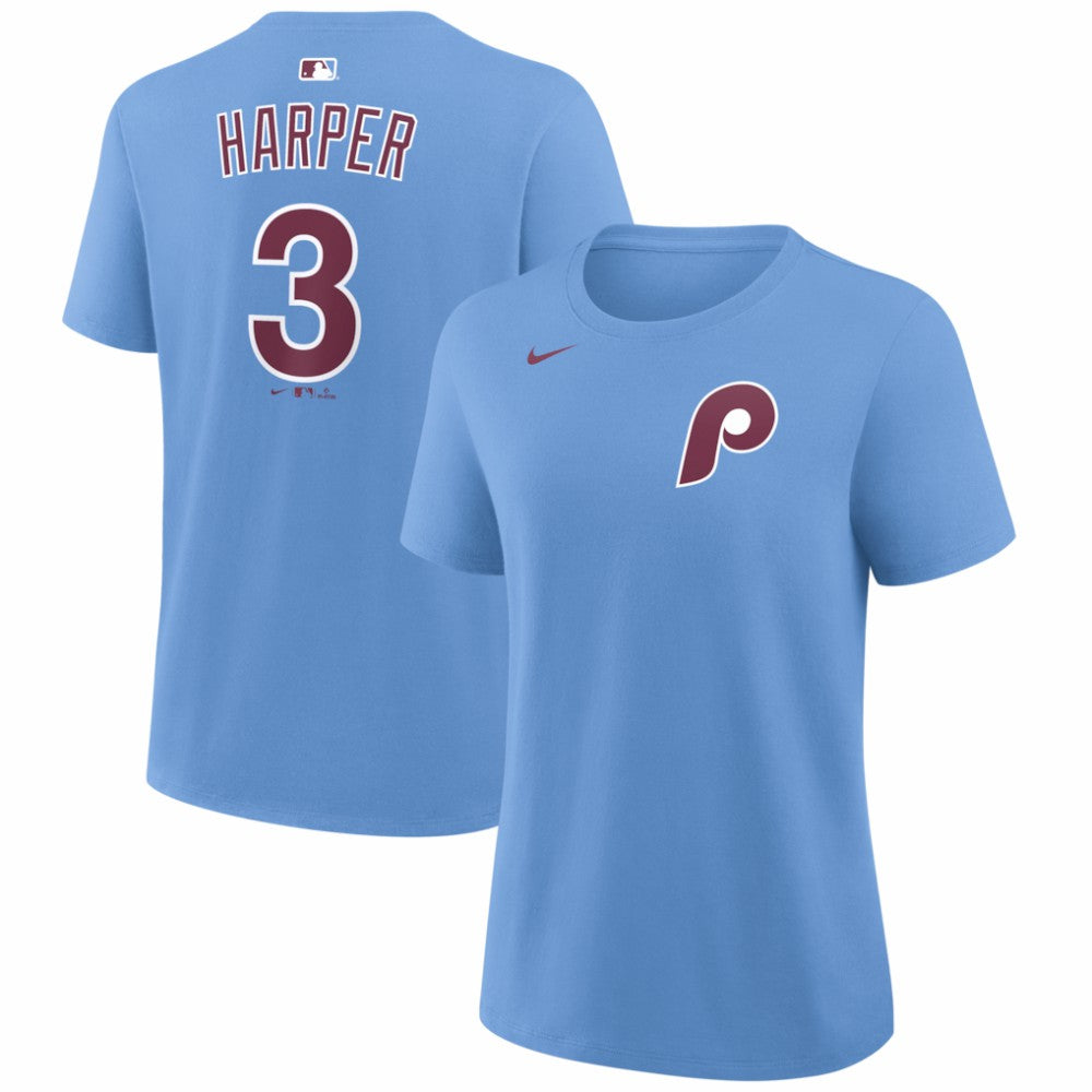 Bryce Harper Philadelphia Phillies Women's Name & Number T-Shirt Light Blue