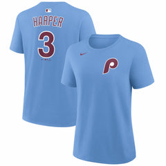 Bryce Harper Philadelphia Phillies Women's Name & Number T-Shirt Light Blue