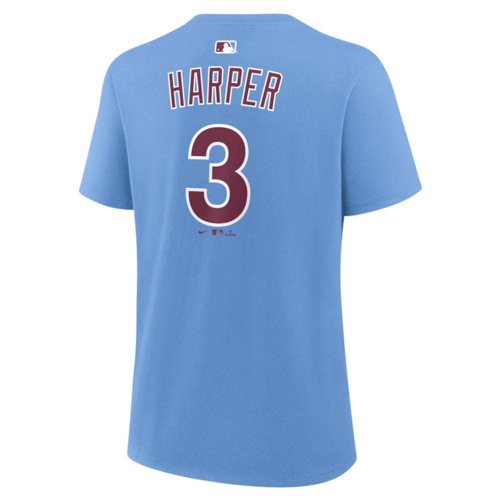 Bryce Harper Philadelphia Phillies Women's Name & Number T-Shirt Light Blue